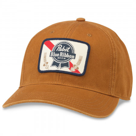 Pabst Blue Ribbon Patch Tan Colorway Rounded Bill Adjustable Hat
