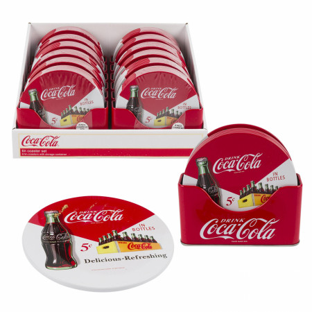 Coca-Cola Retro Design Coaster 6-Piece Set w/ Holder