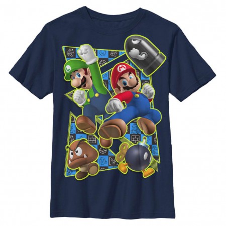 Nintendo Super Kicker Blue Youth T-Shirt