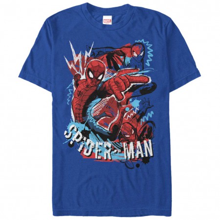 Spiderman Spidey Draw Blue Mens T-Shirt