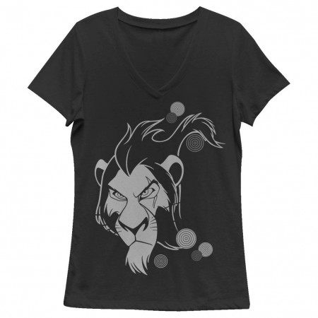 Disney Lion King Scar Tribal Black Juniors V Neck T-Shirt