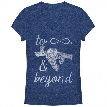Disney Pixar Toy Story 1-3 Infinity Buzz Blue Juniors V Neck T-Shirt