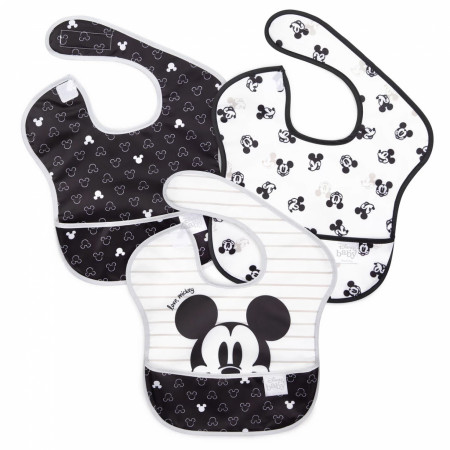 Disney Mickey Mouse Black and White 3 Pack Bib Set