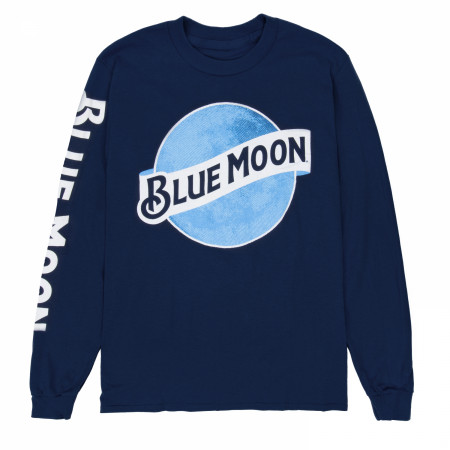 Blue Moon Logo Sleeve Print Navy Blue Long Sleeve Shirt