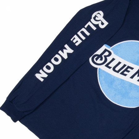 Blue Moon Logo Sleeve Print Navy Blue Long Sleeve Shirt