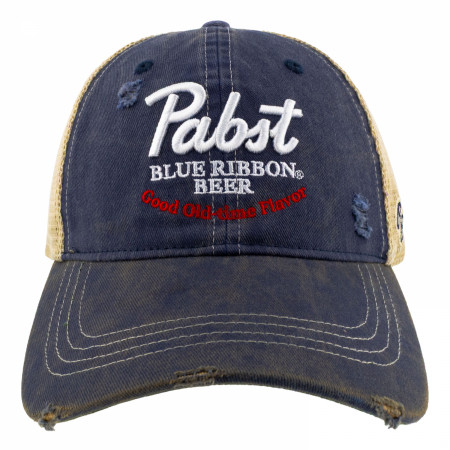 Pabst Blue Ribbon Beer Good Old Flavor Vintage Trucker Hat