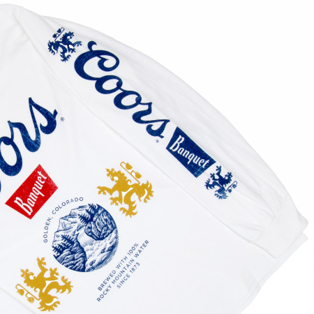Coors Banquet Beer Sleeve Print Waterfall Crest Long Sleeve Shirt