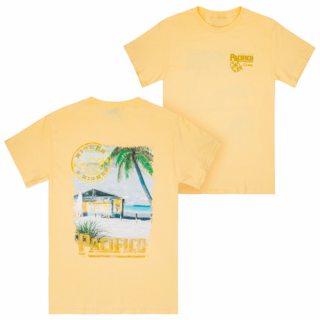 Pacifico Clara Beach Scene Front and Back Print T-Shirt