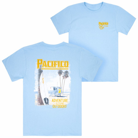 Pacifico Adventure Is Out There Beach Front and Back Print T-Shirt