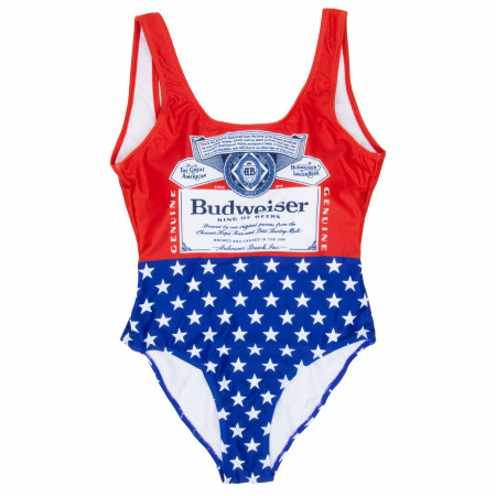 Budweiser Bottle Label and Stars Women's One-Piece Swimsuit