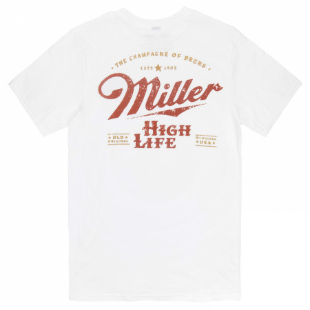 Miller High Life Champagne of Beers Crest Front and Back Print T-Shirt