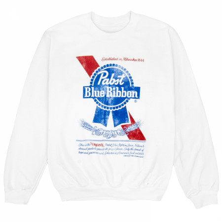 Pabst Blue Ribbon Beer Can Label Crew Sweatshirt