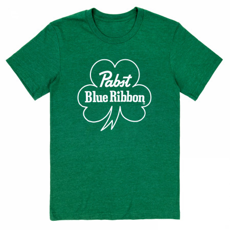 Pabst Blue Ribbon Text Logo with Shamrock Saint Patrick's Day T-Shirt