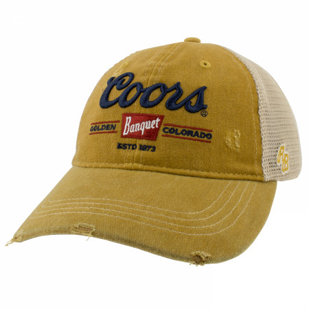 Coors Banquet Logo Patch Distressed Tea-Stained Adjustable Hat