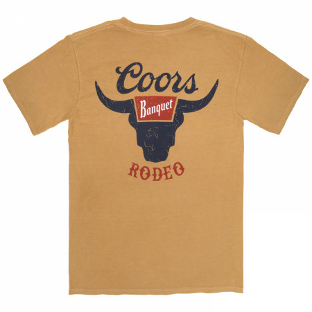 Coors Banquet Rodeo Logo Distressed Front and Back Print T-Shirt