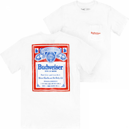 Budweiser Vintage Label Front and Back Pocket T-Shirt