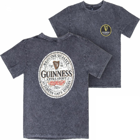 Guinness Extra Stout Marble Wash Label Front & Back Print T-Shirt