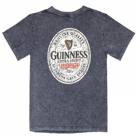 Guinness Extra Stout Marble Wash Label Front & Back Print T-Shirt