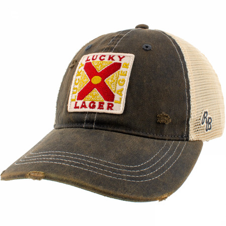 Lucky Lager Vintage Logo Distressed Trucker Hat