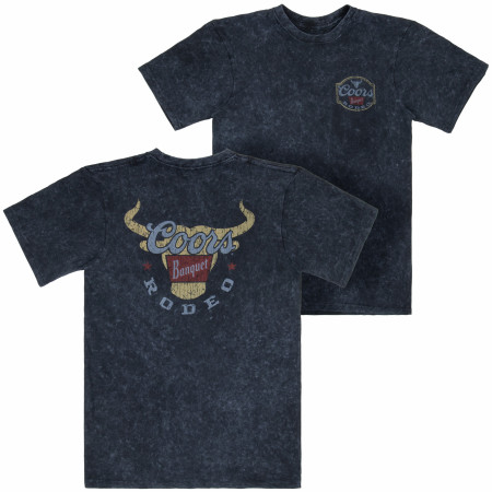 Coors Banquet Rodeo Long Horns Logo Distressed Front and Back T-Shirt