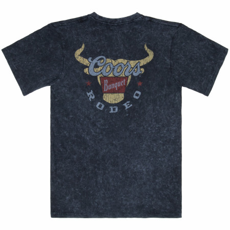 Coors Banquet Rodeo Long Horns Logo Distressed Front and Back T-Shirt