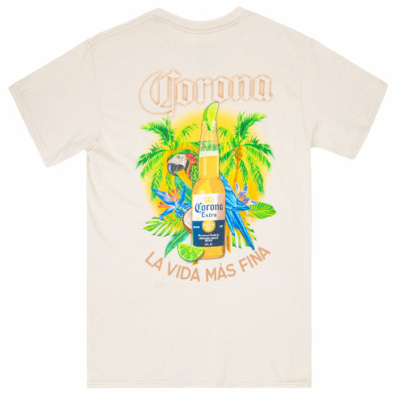 Corona Extra La Vida Mas Fina Bottle Front and Back Print T-Shirt