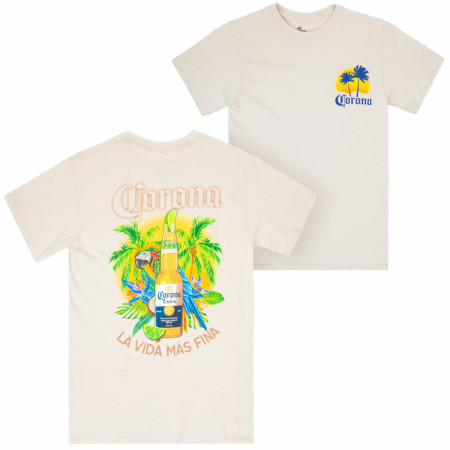 Corona Extra La Vida Mas Fina Bottle Front and Back Print T-Shirt