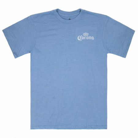 Corona Extra La Vida Mas Fina Palm Trees Front and Back Print T-Shirt