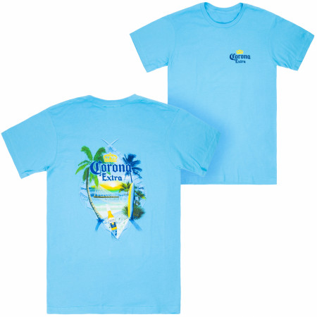 Corona Extra At The Beach Aqua Front and Back T-Shirt