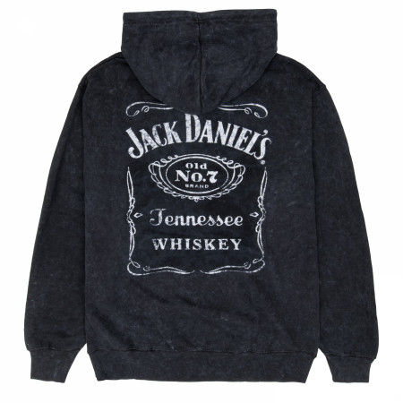 Jack Daniel's Label Mineral Wash Front and Back Print Pull-Over Hoodie