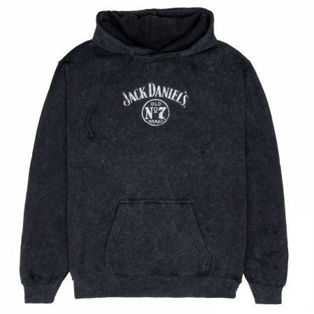 Jack Daniel's Label Mineral Wash Front and Back Print Pull-Over Hoodie