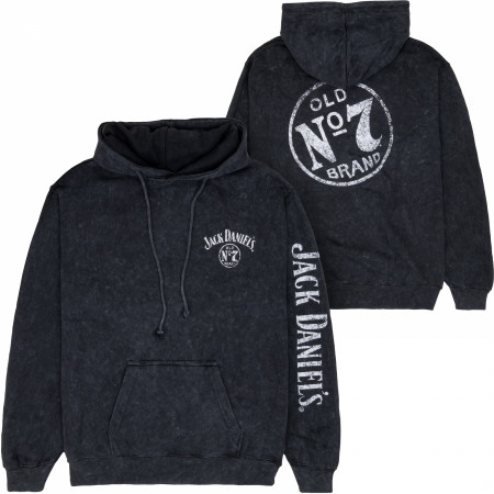 Jack Daniel's No. 7 Mineral Wash Front and Back Print Pull-Over Hoodie