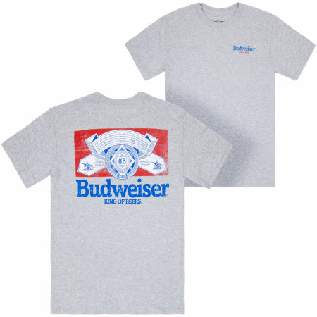 Budweiser Distressed Logo Front and Back Print T-Shirt