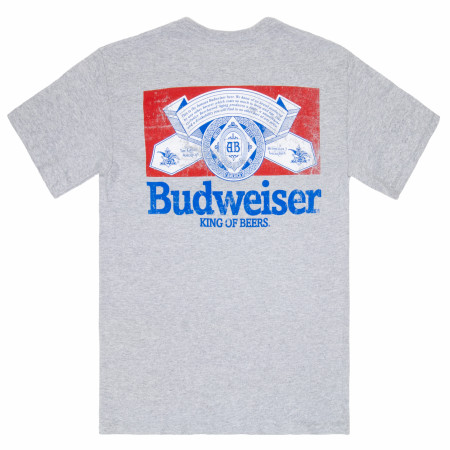 Budweiser Distressed Logo Front and Back Print T-Shirt