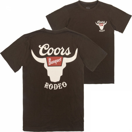 Coors Banquet Rodeo Horns Logo Brown Front and Back Print T-Shirt