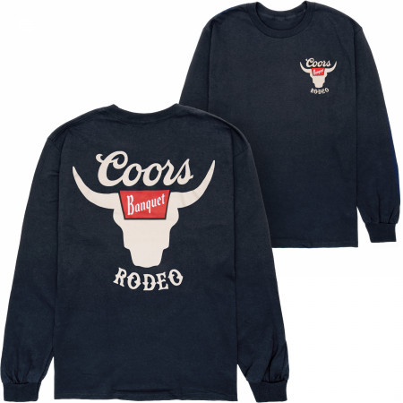 Coors Banquet Rodeo Horns Logo Front and Back Print Long Sleeve Shirt