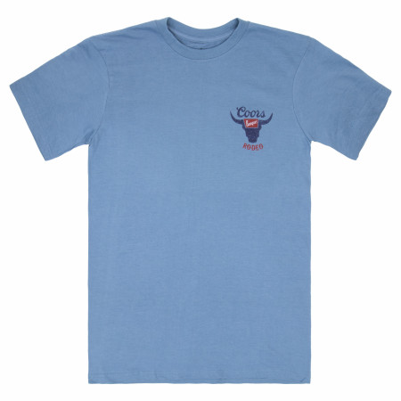 Coors Banquet Rodeo Logo Distressed Front and Back Dusty Blue T-Shirt
