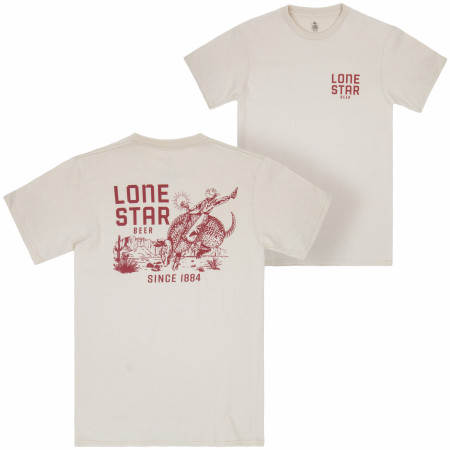 Lone Star Beer Armadillo Riding Front and Back Print T-Shirt