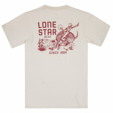 Lone Star Beer Armadillo Riding Front and Back Print T-Shirt