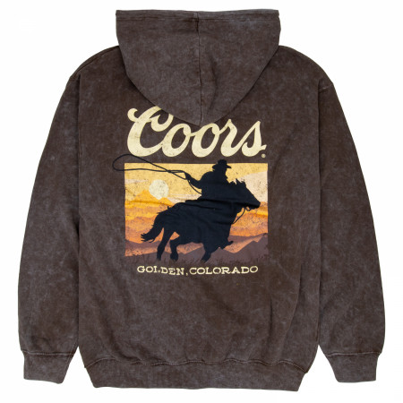 Coors Cowboy Western Sunset Mineral Wash Pull-Over Hoodie