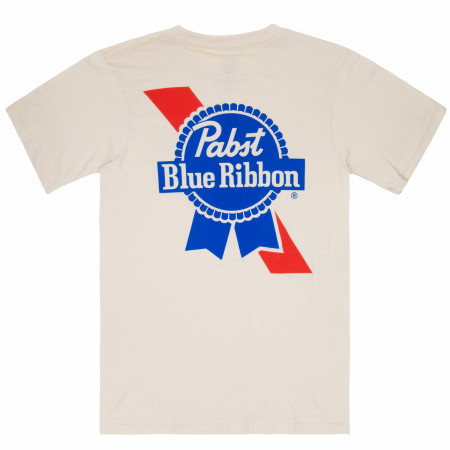 Pabst Blue Ribbon Distressed Logo Front and Back Print T-Shirt