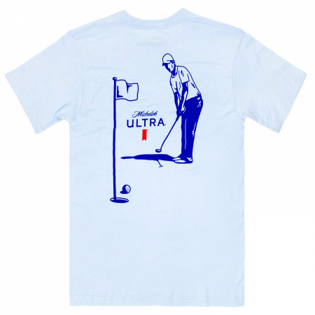 Michelob Ultra Golfing Blue Colorway Front and Back Print T-Shirt