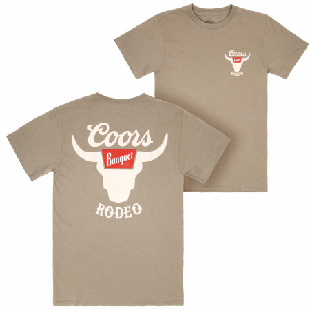 Coors Banquet Rodeo Horns Logo Brown Front and Back Print T-Shirt