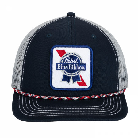 Pabst Blue Ribbon White and Blue Logo Patch Rope Hat