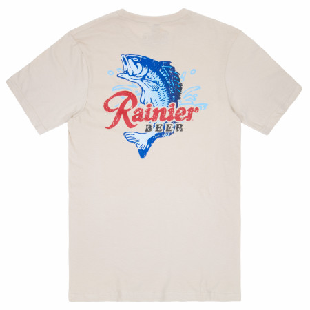 Rainier Beer Catching Fish Front and Back Print T-Shirt
