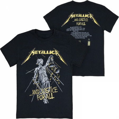 Metallica And Justice For All Track List Front and Back Print T-Shirt
