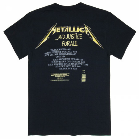Metallica And Justice For All Track List Front and Back Print T-Shirt