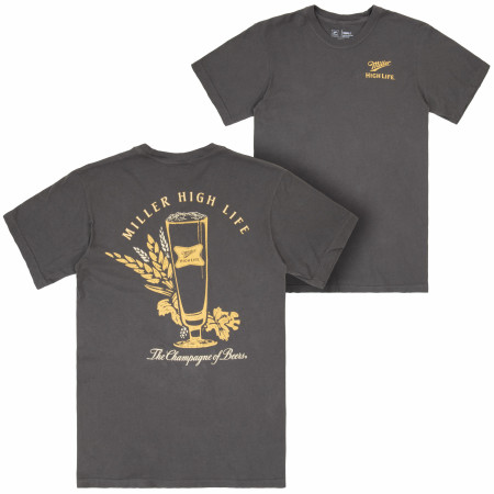 Miller High Life The Champagne of Beers Garment Dyed Grey Front and Back T-Shirt