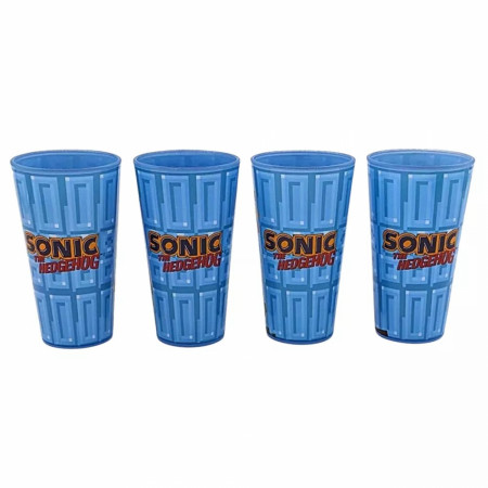 Sonic the Hedgehog Character Sprites Glass Set of 4 Tumbler Cups