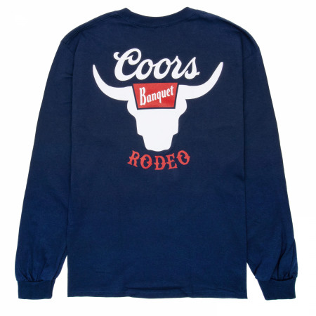 Coors Banquet Rodeo Horns Navy Front and Back Print Long Sleeve Shirt